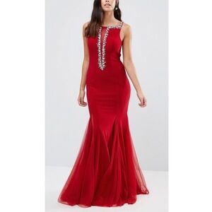 Forever Unique Red Mermaid Special Occasion Prom Evening Gown Dress - Size 4